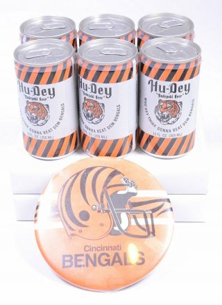 (3) Hu - Dey Hudepohl Beer 6/pk Cincinnati Bengals Nfl Football 6 " Pin & Pk Cards