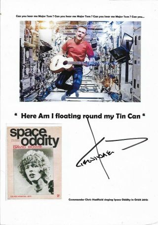 Chris Hadfield - Canadian Astronaut - Hand Signed Photo - David Bowie