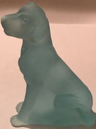 Mosser Glass Sitting Labrador Retriever Dog Figurine Aqua Opal Satin Made Ohio