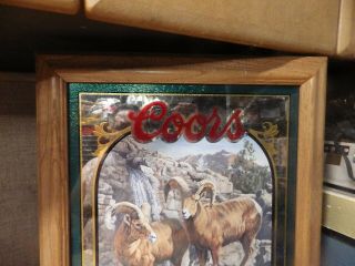 1995 Coors Beer BIGHORN SHEEP 2 of 6 in Nature Series Mirror Susan Shea Artwork 2