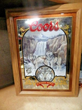 1995 Coors Beer Timber Wolf 1 Of 6 In Nature Series Mirror Susan Shea Artwork