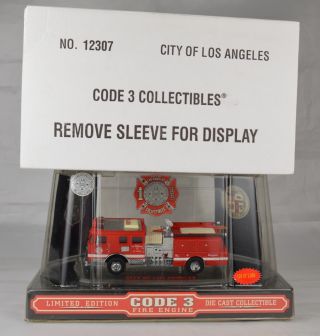 Code 3 12307 Los Angeles Seagrave Fire Truck 5 " Long 1998 W/package/sleeve