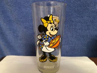 Pepsi Glass With Minnie,  White Lettering With Brockway Sticker On The Bottom