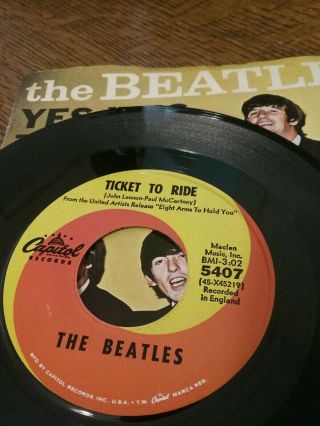 BEATLES - TICKET TO RIDE / YES IT IS 1965 CAPITOL 5407 45 7 