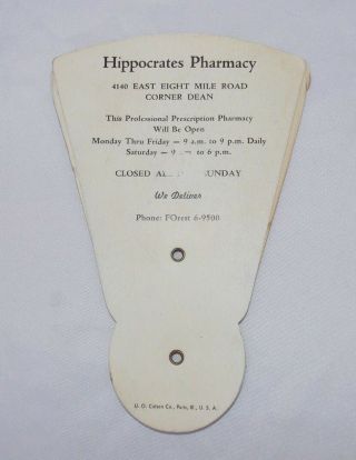 U O Colson Fan Advert Pastoral Farm Scene Hippocrates Pharmacy Detroit,  MI 5