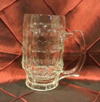 Vintage Dimpled Clear Glass Beer Stein