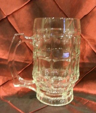 Vintage Dimpled Clear Glass Beer Stein 2