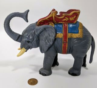 Vintage Cast Iron Coin Mechanical Bank Circus Elephant