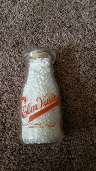 Vintage Half Pint Milk Bottle Elm Valley Dairy