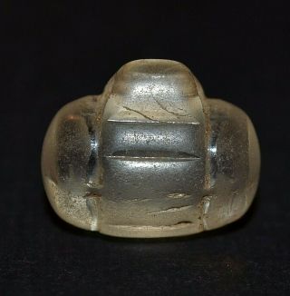 Rare Antique European Clear Molded Barrel Shaped Pendant Bead,  African Trade