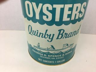 Quinby Brand Oyster Can George D.  Spence & Sons Quinby,  VA 2