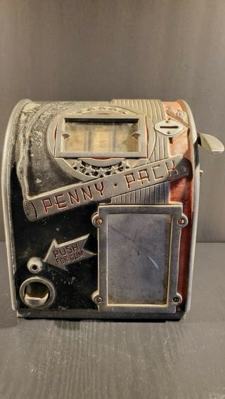 Antique Daval Penny Pack Three Reel Trade Simulator Slot Machine - Parts/repair