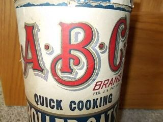 Vintage 1940 ' s A - B - C Brand Quick Rolled Oats Box Estherville Fort Dodge IOWA IA 3