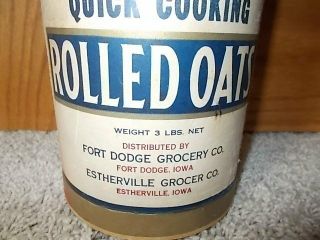 Vintage 1940 ' s A - B - C Brand Quick Rolled Oats Box Estherville Fort Dodge IOWA IA 4