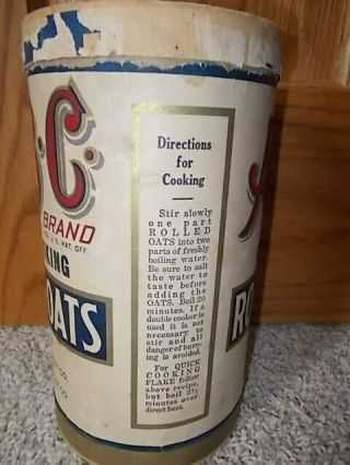 Vintage 1940 ' s A - B - C Brand Quick Rolled Oats Box Estherville Fort Dodge IOWA IA 5