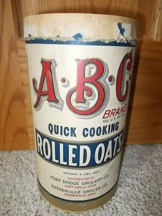 Vintage 1940 ' s A - B - C Brand Quick Rolled Oats Box Estherville Fort Dodge IOWA IA 6