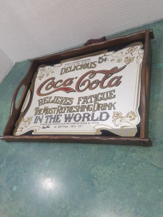 Vintage Style Coca - Cola Bar Tray Mirror Sign Advertising Bonus Coke Bear