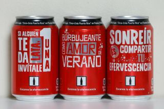 2013 Coca Cola 3 Cans Set From Puerto Rico,  Escanea La Efervescencia