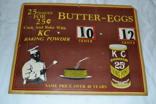 Antique Kc Baking Powder Advertising Grocery Store Sign Kitchen Cooking Baking