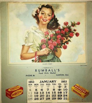 Rare Vintage 1953 Calendar Rumball 