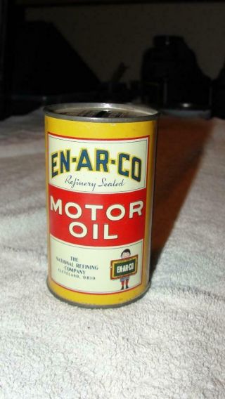En - Ar - Co Motor Oil Can Coin Bank The National Refining Co 3 1/2 " X 2 " Bottom Out
