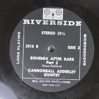 Jazz 33 Rpm 45 Cannonball Adderley Quintet - Bohemia After Dark Part 2 / Boh