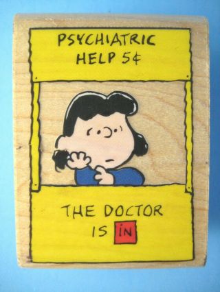 Peanuts Lucy Rubber Stamp The Doctor Is In Psychiatric Help 5 Cents