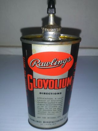 Vintage Rawlings baseball Gloves Tin Oil Can Oiler Squirt.  Motor Oil 2