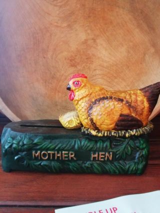 Antique/vintage Cast Iron Mechanical Bank " Mother Hen "