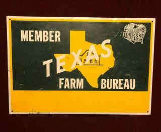 Member Texas Farm Bureau Vintage Tin Metal Sign American Farm Bureau Federation