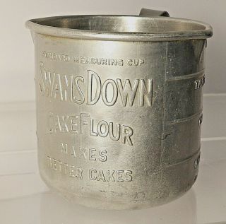 Vintage 1 Cup Swans Down Cake Flour Aluminum Measuring Cup Swans Advertising