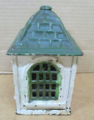 HOME SAVINGS BANK Still Cast Iron Antique Patented March 10 1891 White and Green 3