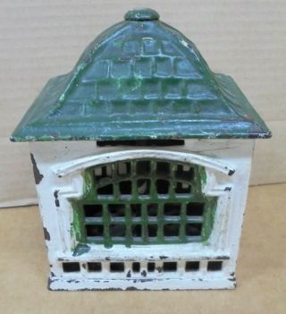 HOME SAVINGS BANK Still Cast Iron Antique Patented March 10 1891 White and Green 4