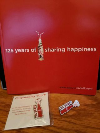 Coca Cola 125 Years Anniversary Book And Pins (2)
