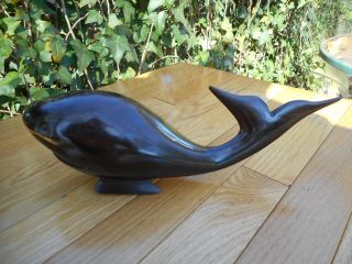 Vintage Wood Ironwood ? Carving Orca Whale Figure Statue 11.  25 "