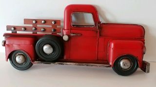 Red Truck Metal Pick Up Craft Wall Hanging Christmas Rustic Vintage