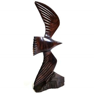 Vintage Ironwood Flying Bird Figure Hand Carved Wood Sculpture 9.  75 inch 3