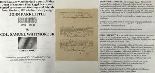 1807 Gorham Cumberland County Maine Court Of Common Pleas Legal Document Signed