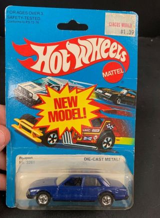 1981 Mattel Hot Wheels In Pkg.  Peugeot No.  3281 Blue Car S&h