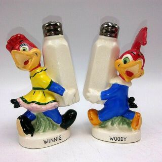 Rare 1958 Winnie Woody Woodpecker Salt Pepper Shakers Walter Lantz Napco Japan