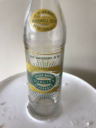 Golden Buckle Soda Bottle Rockwell City Iowa 50th Anniversary Bottle