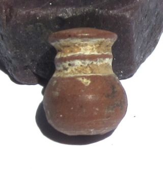 Rare Stunning Ancient Pre - Columbian Clay Bead 12mm X 16mm