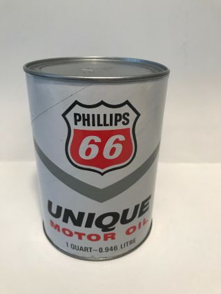 Vintage Phillips 66 Motor Oil Unique Paper Can Quart 1960’s Advertising Sae 30