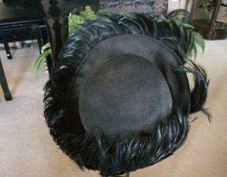 Vtg Black African American Ladies Church Hat With Feathers & Disney Hat Box