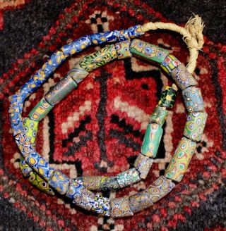 Antique Millefiori Venetian African Trade Beads 27 " 41 Beads