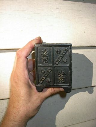 OLD SMALL 1881 SECURITY SAFE DEPOSIT SAFE ANTIQUE CAST IRON STILL BANK TOY 2