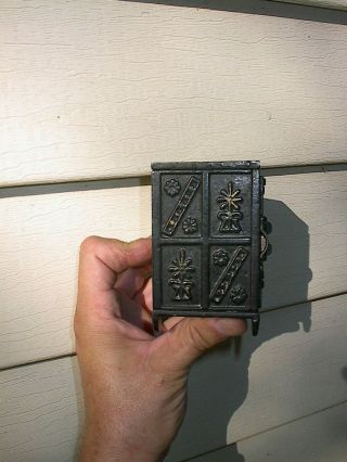 OLD SMALL 1881 SECURITY SAFE DEPOSIT SAFE ANTIQUE CAST IRON STILL BANK TOY 3