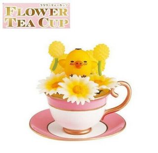 Re - Ment Rilakkuma Flower Tea Cup Figure 3 Kiiroitori Chick Gazania Pom Pom Mum