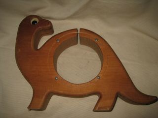 Timber Toys Wooden Dinosaur Piggy Bank W/ Clear Sides Vintage