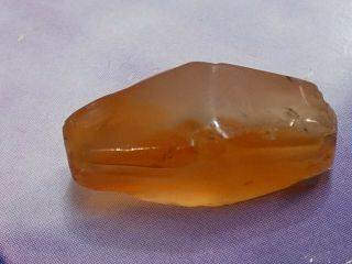 Ancient Pyu Rare Agate Carnelian 8 Sided Bead 18 By 10 Mm Orange Tea Color